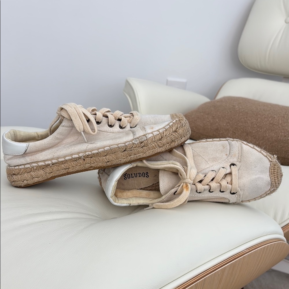 Soludos Cream Espadrille Shoes with Jute Sole